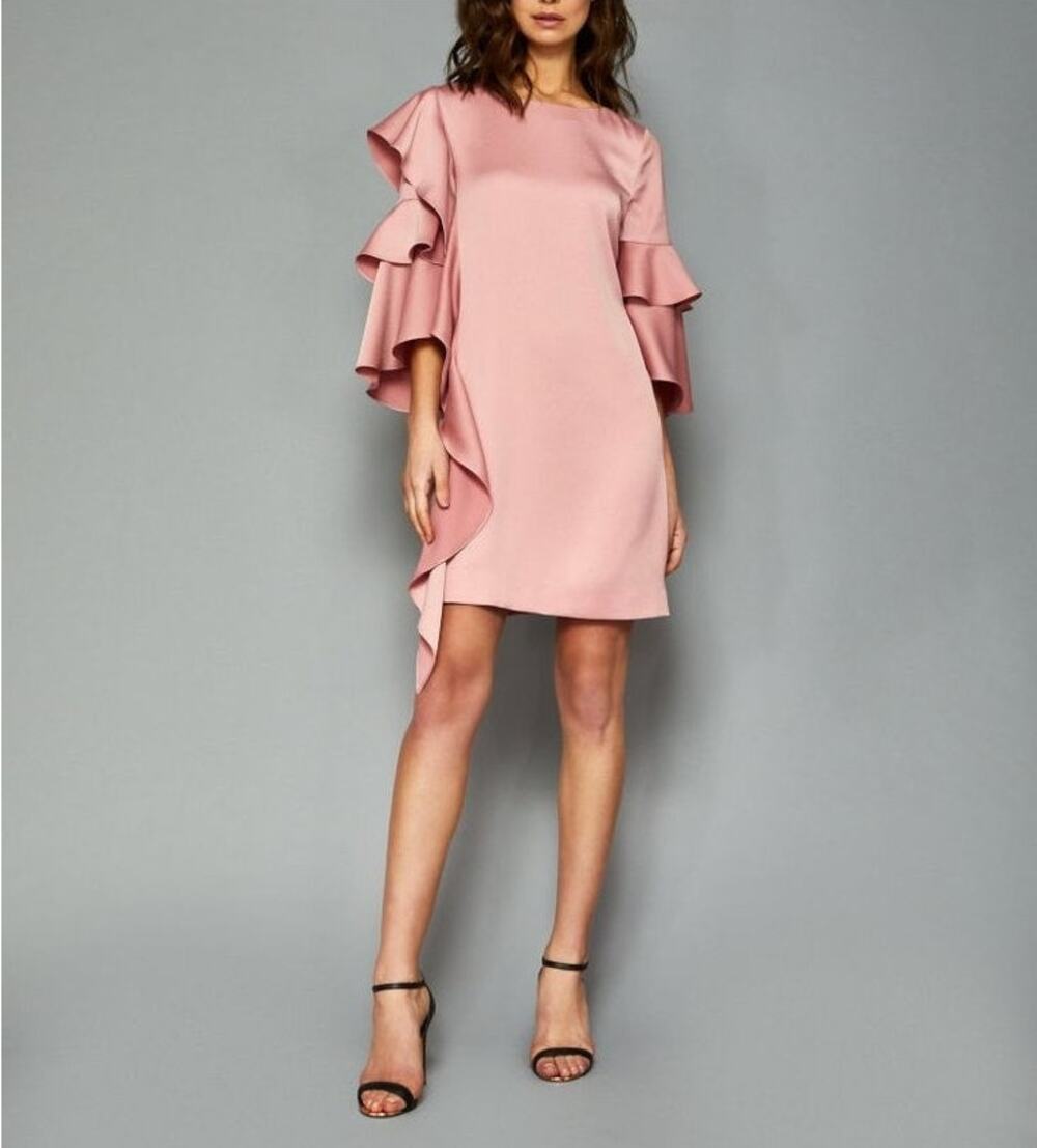 Ted Baker London Ruffle Sleeve Mini Dress Pink Sz 6 Classic Cocktail